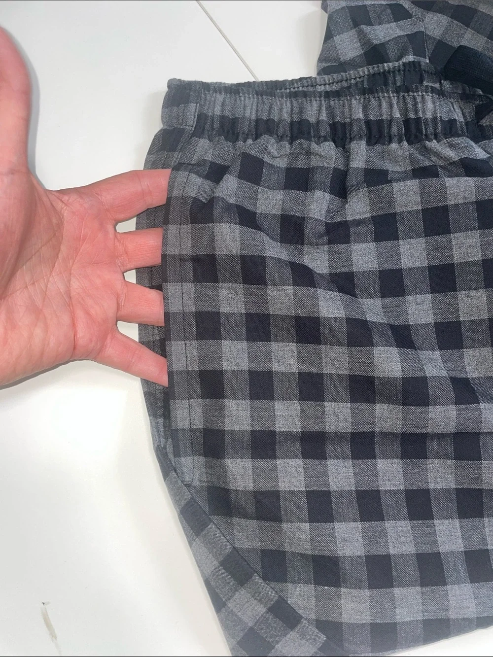 Black & Gray Gingham Drawstring PJ bottoms